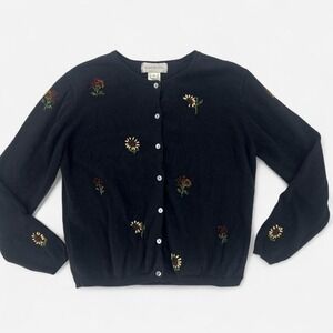 Vintage‎ Cottagecore Beaded Hand Embroidered Sunflower Cardigan
